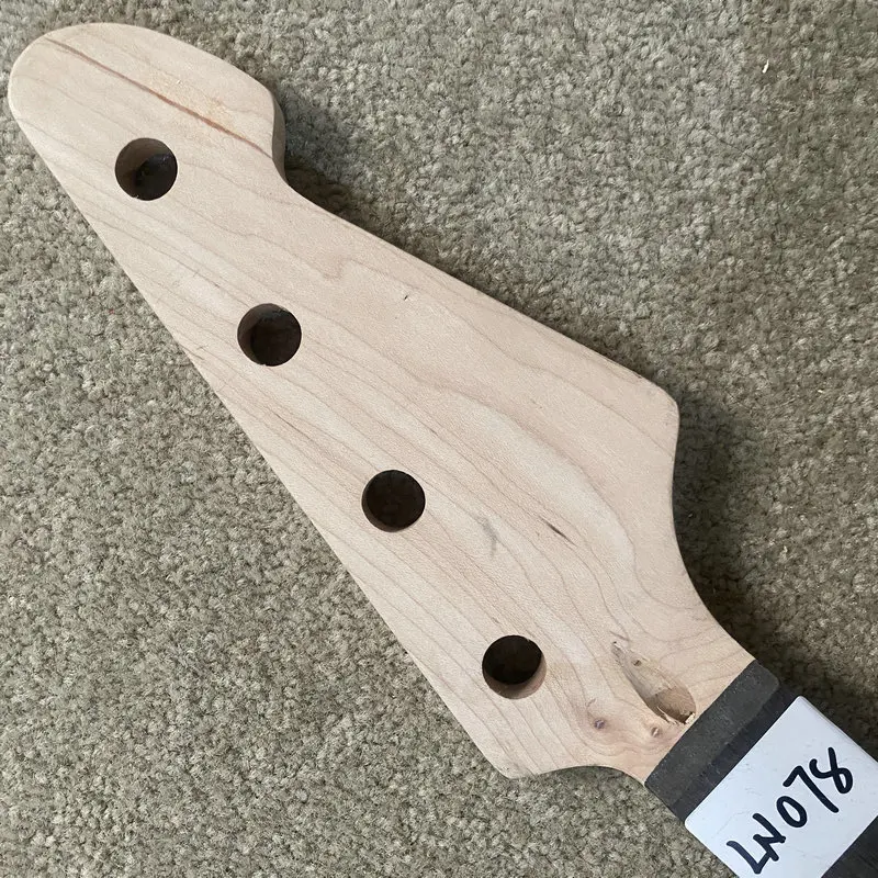 LN078 Unfinished Version 4 String Electric Bass Neck No Paints No Frets Maple+Rosewood DIY Guitar Parts
