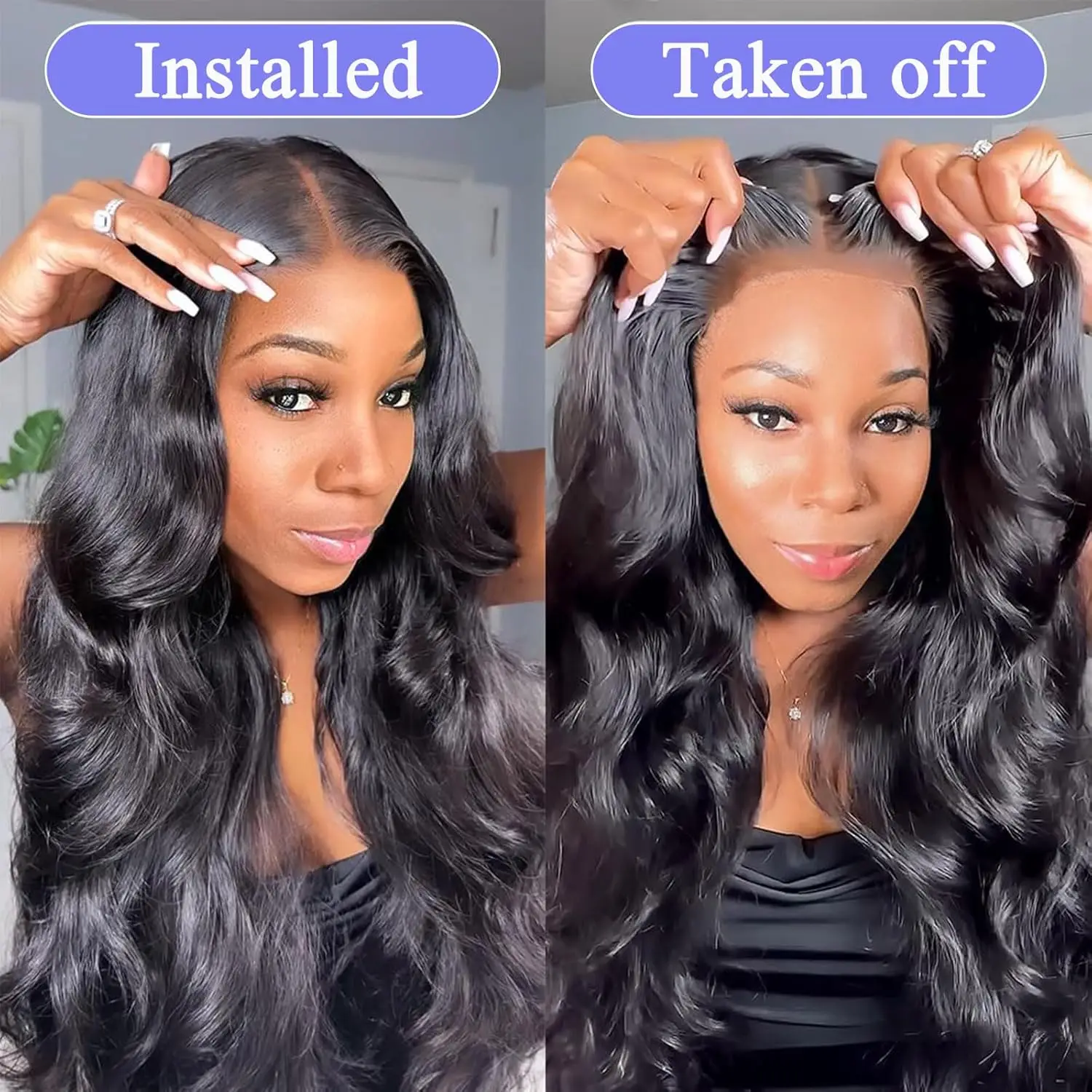 Kant Voorkant Menselijk Haar Pruik Lijmloze Pruik 5X5 Transparant Kant 30 Inch Body Wave Krullend Pruik Kant Voor Menselijk Haar Pruik Klaar Om Te Dragen