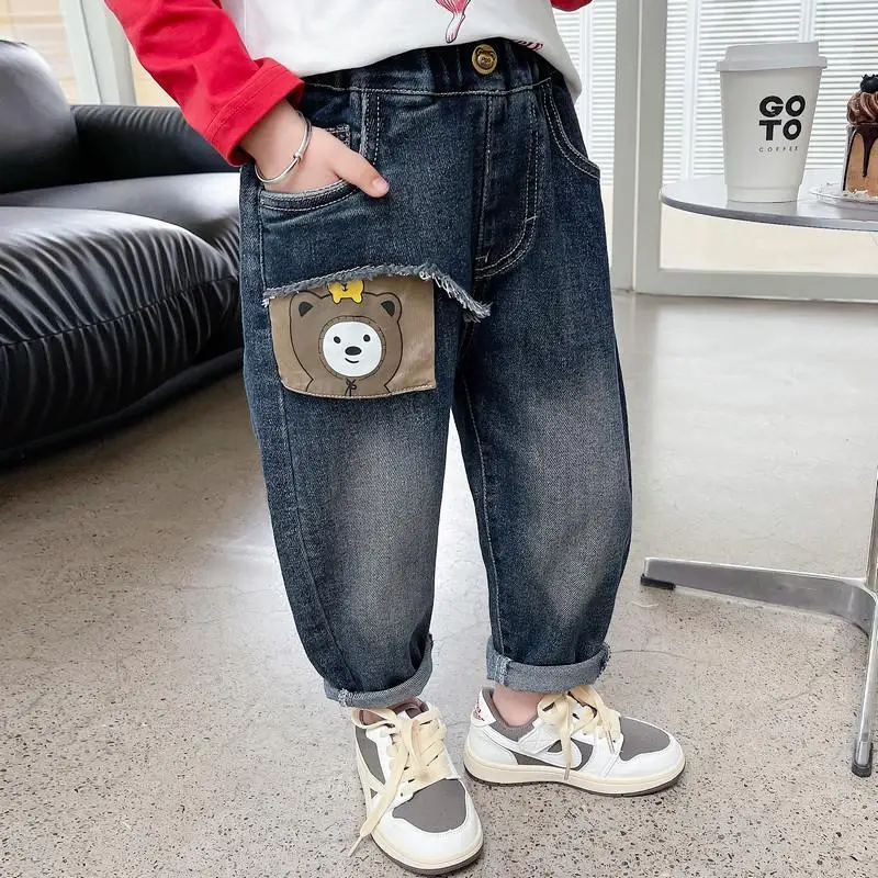 

Boys' Loose-Fit Jeans Spring Autumn Casual Pants Toddler & Kids Korean Style Comfortable & Stylish Apparel