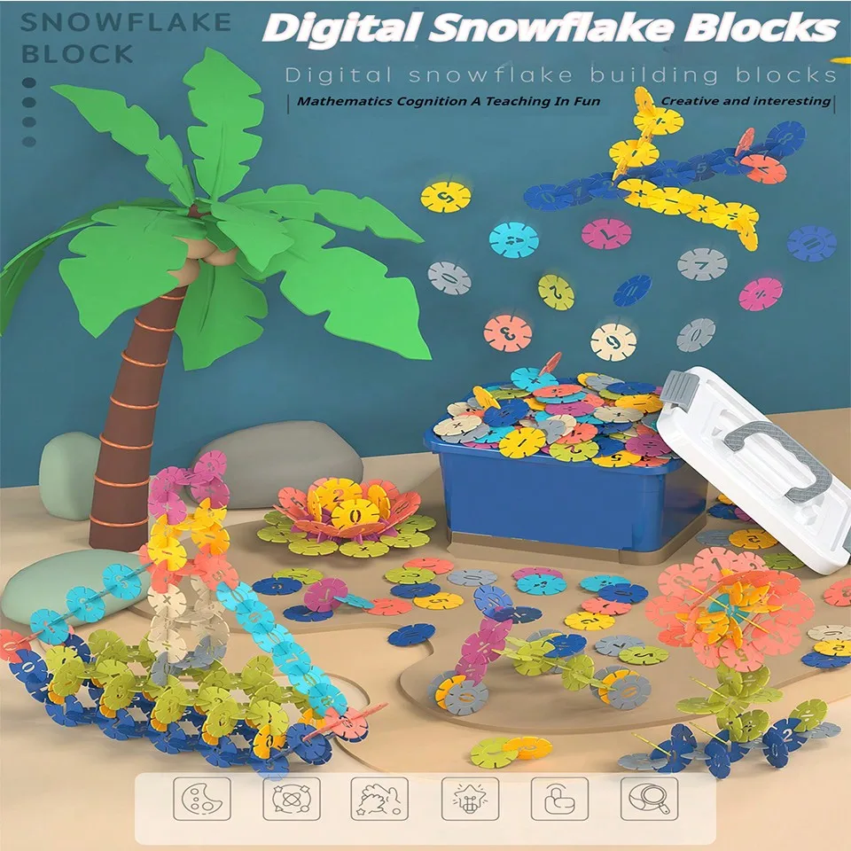 gioco cerebrale 100 pezzi di grandi dimensioni colore fiocco di neve blocchi di costruzione puzzle di plastica di grandi particelle castello giocattoli educativi per la scuola materna