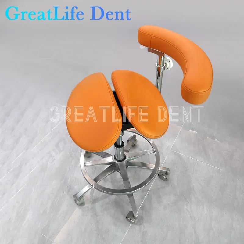 GreatLife Dental Ergonomic Beauty Salon Barber Tattoo PU Saddle Foot Pedal lifting Swivel Adjustable Mute Wheel Doctor Chair