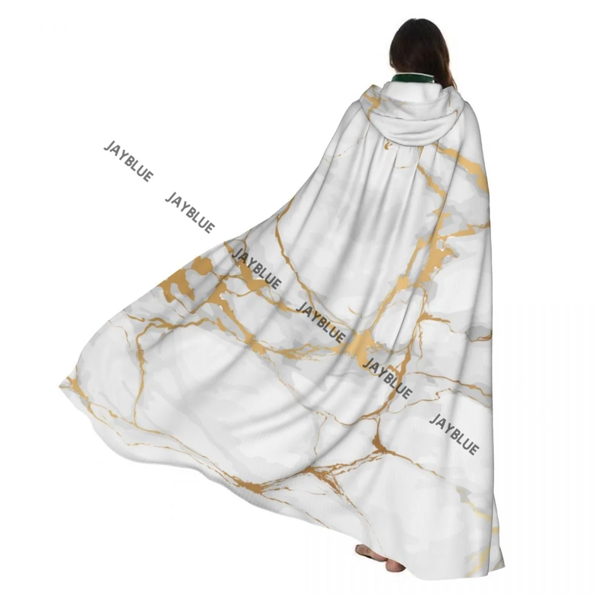 

Плащ с капюшоном, плащ унисекс с капюшоном, золотой и белый мраморный плащ, накидка ведьмы вампира, костюм для косплея