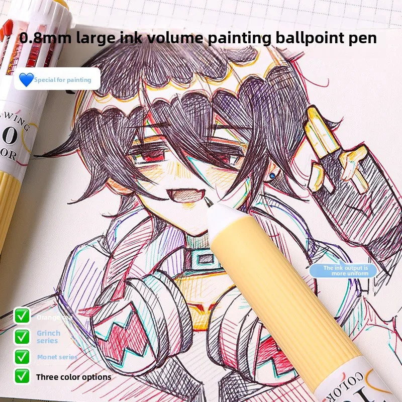 

0,8 мм, 28 цветов, набор шариковых ручек, милые разноцветные цветные ручки для рисования, канцелярские принадлежности, школьные выдвижные шариковые ручки