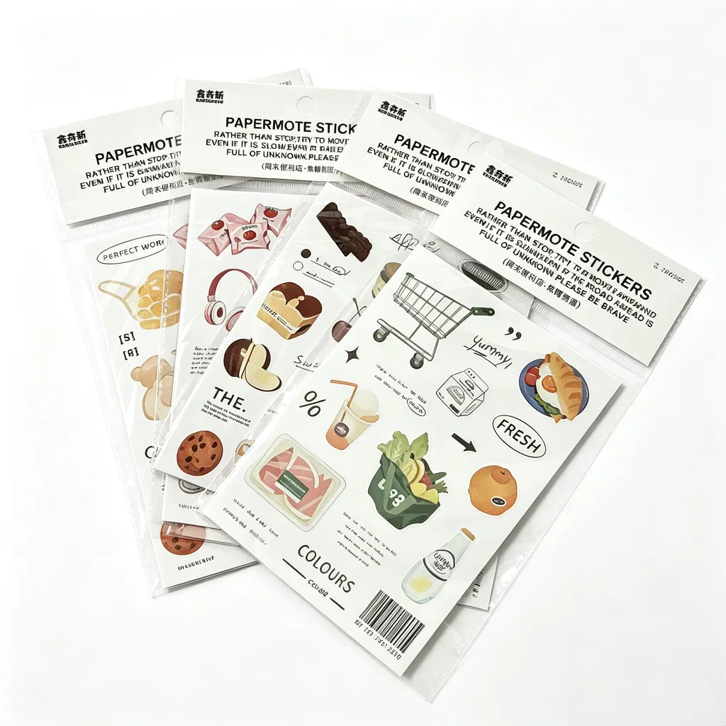 Weekend Convenience Store Themed Paper Stickers 1PC Grocery Food Graphic Decals for Journal Scrapbook DIY AnimeWorlds Store
