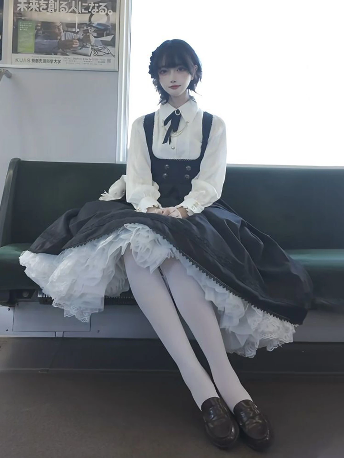 Akademie-Stil japanisches Original-Lolita-Gothic-Kleid-Set Halloween Cosplay Retro elegantes Mädchen weißes Langarm-Shirt-Set