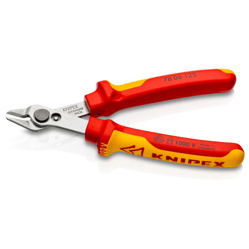 KNIPEX 78 06 125 Electronic Super Knips 1000V VDE-tested Insulated Stainless Steel Mini Pliers with Opening Spring