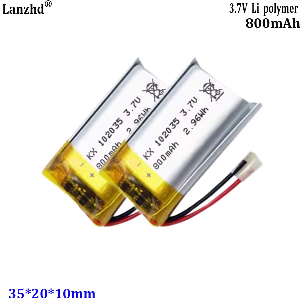3.7V Polymer Lithium Battery 102035 800mAh For Bluetooth Beauty Device Point-Reading Pen Dashcam Batteries