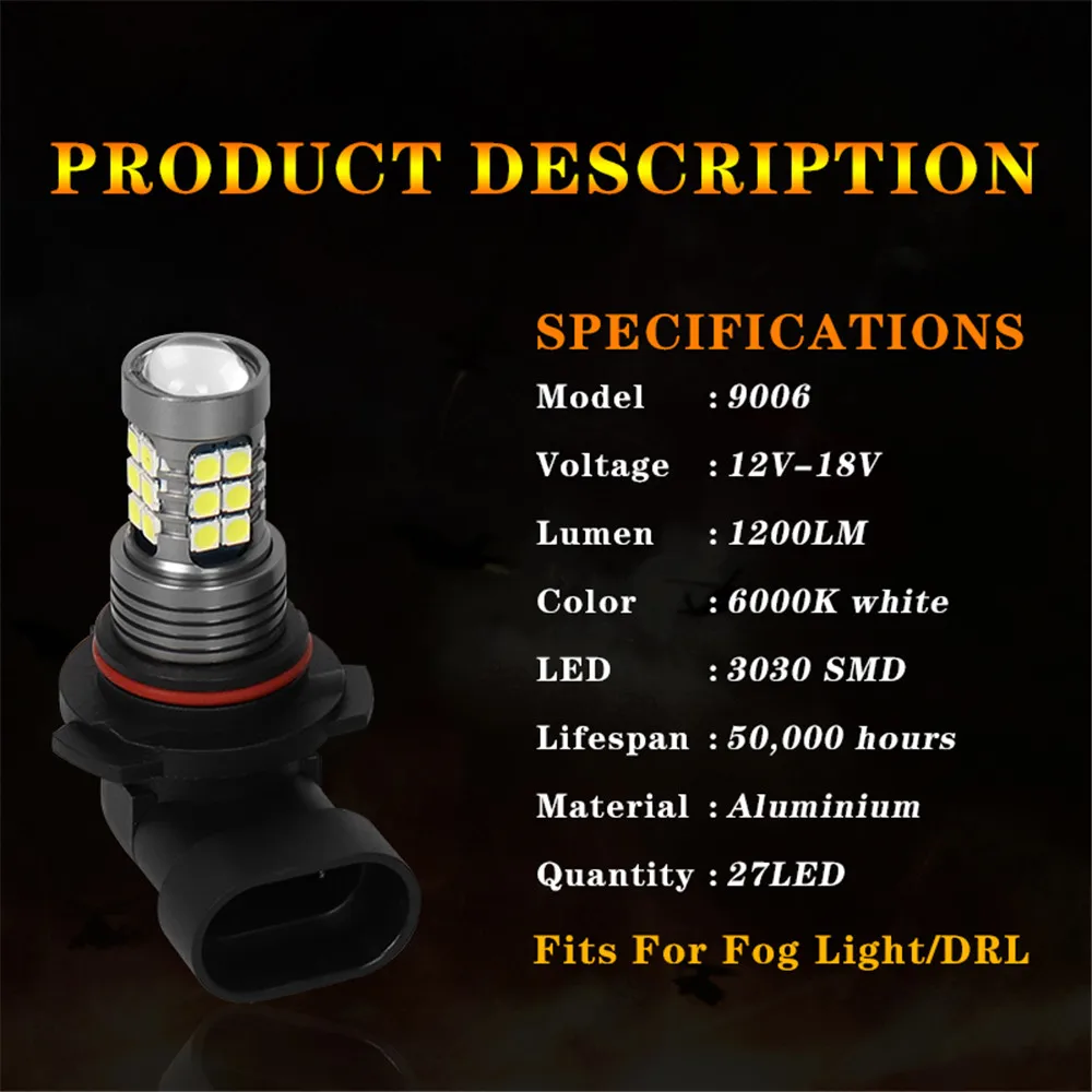 2X LED Front Fog Lamp 9006 HB4 Car Light Bulbs Accessories For Lexus IS Series IS300 IS250 2006 2007 2008 2009 2010 2011 2012