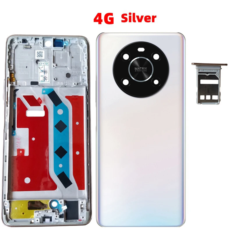 Full Housing Chassis For Honor Magic4 Lite 5G/4G LCD Front Frame + Rear Back Battery Cover Housing With Volume Button + Sim Tray