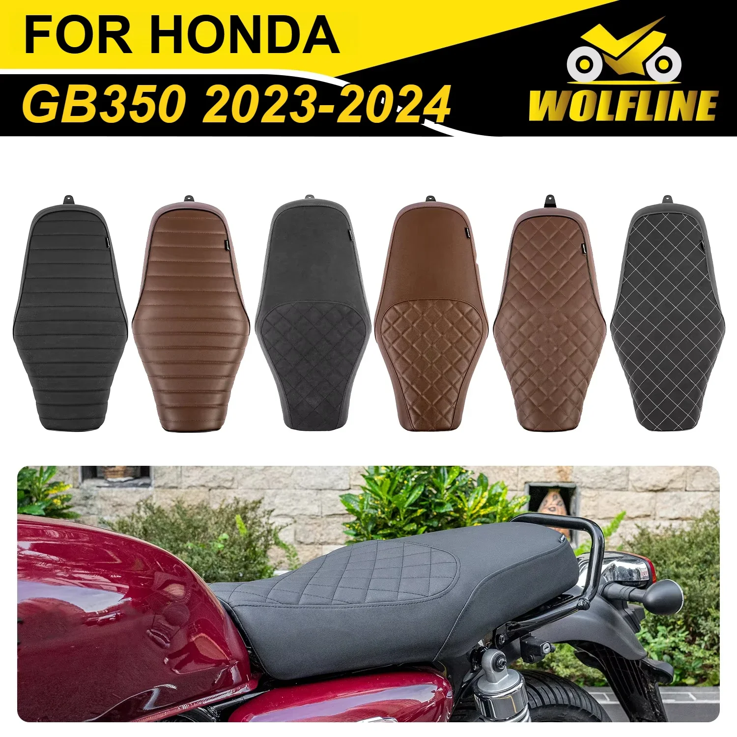 

WOLFLINE One Piece Saddle Pad Front Rear Seat Cushion for Honda GB350 2023-2024