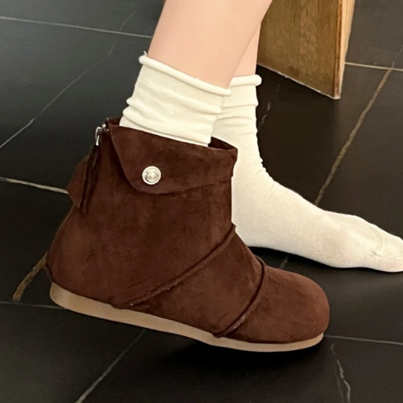 

Flats Women Boots Suede Casual Shoes Sport New Winter Ankle Snow Boots Fashion 2025 Trend Woman Sneakers Walking Zapatos Mujer