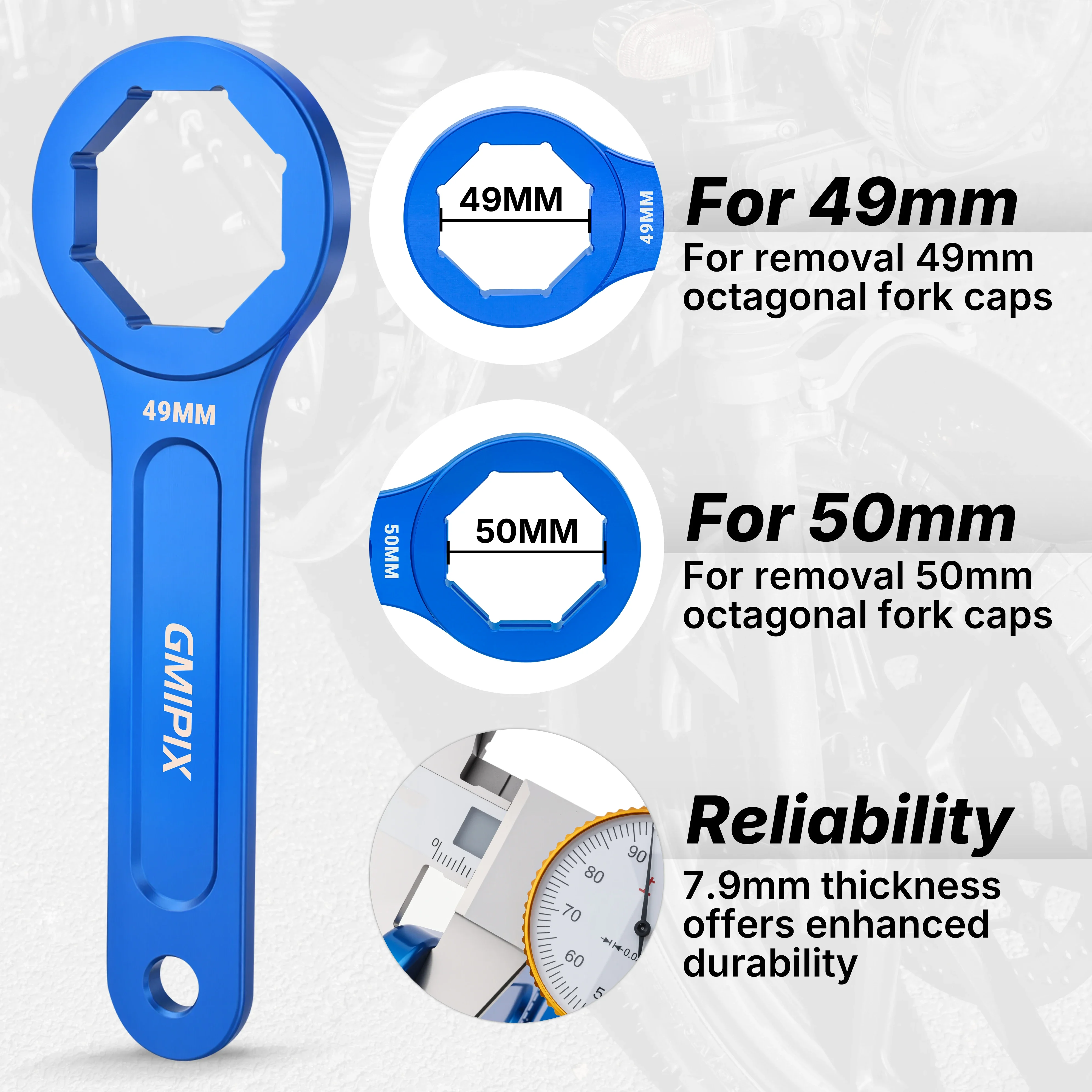 GMIPIX Motorcycle Dual Chamber Fork Cap Wrench 49/50mm Fork Top Cap Installation Removal Tool For YZ250F YZ450F YZ250