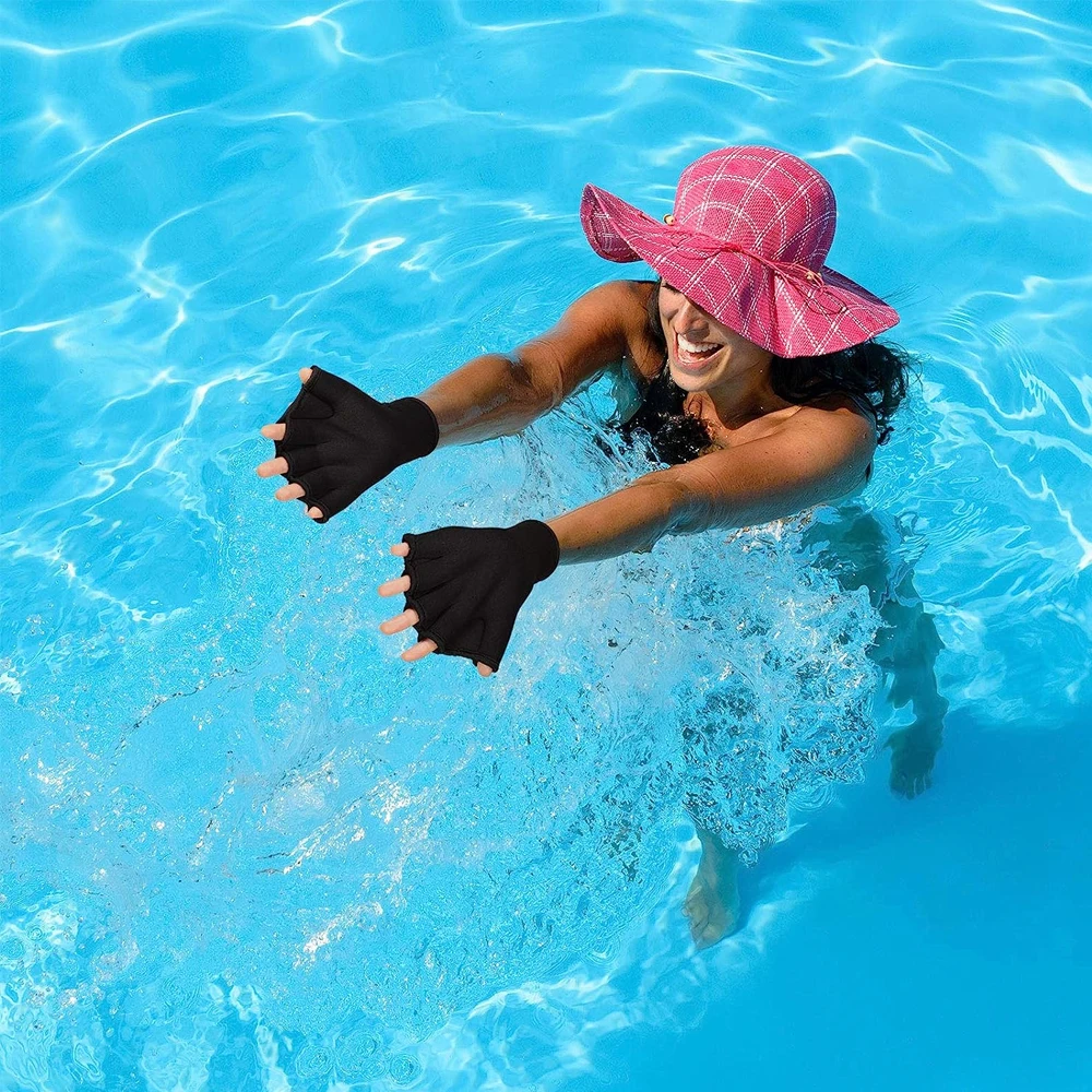 1 Paar Wasserhandschuhe, Schwimmtrainingshandschuhe, Schwimmhandschuhe mit Schwimmhäuten, wasserabweisende Paddelhandschuhe für Männer und Frauen, Tauchen, Surfen – Detail 12