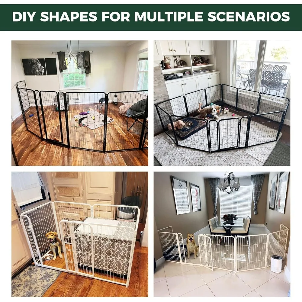 Cercadinho para cães interno resistente de 40 polegadas: área de jogo segura e sem estresse para cães médios a grandes, gabinete de 12 painéis