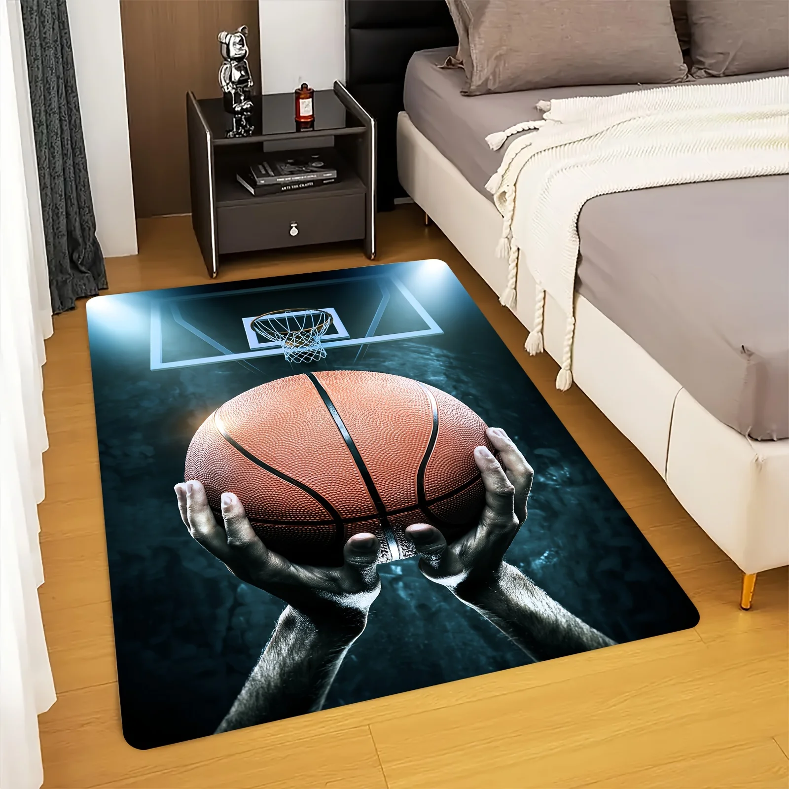 Shooting Moment Theme Flannel-printed floor mats are slip-resistant Suitable for living room bedroom terrace garden carpets