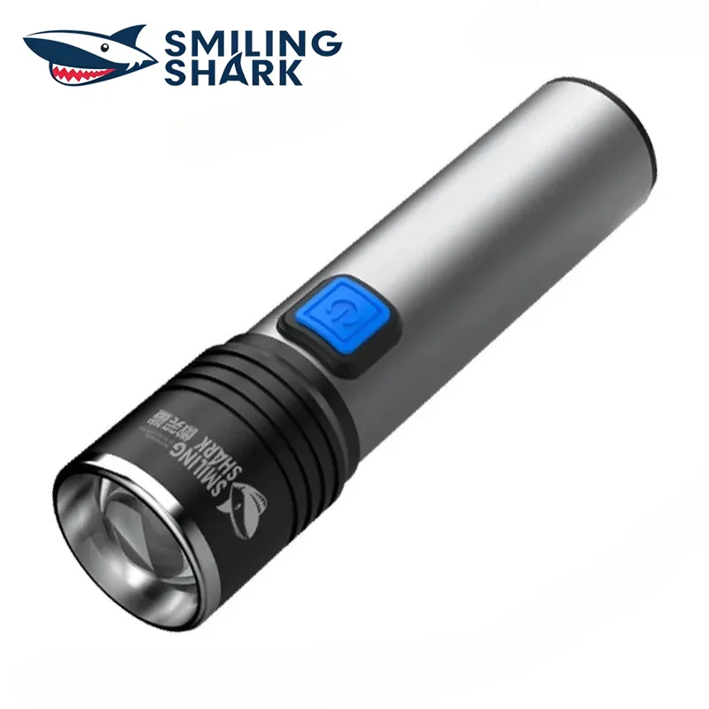 SMILING SHARK USB Rechargeable Flashlight High Lumen Super Bright IPX6 Waterproof Multifunctional Portable Torch 615