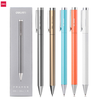 Deli Metal Rollerball Gel ink Pen 0.5mm Fine Point Black Refills Signing Smooth Writing Pens , Replaceable Blue ink