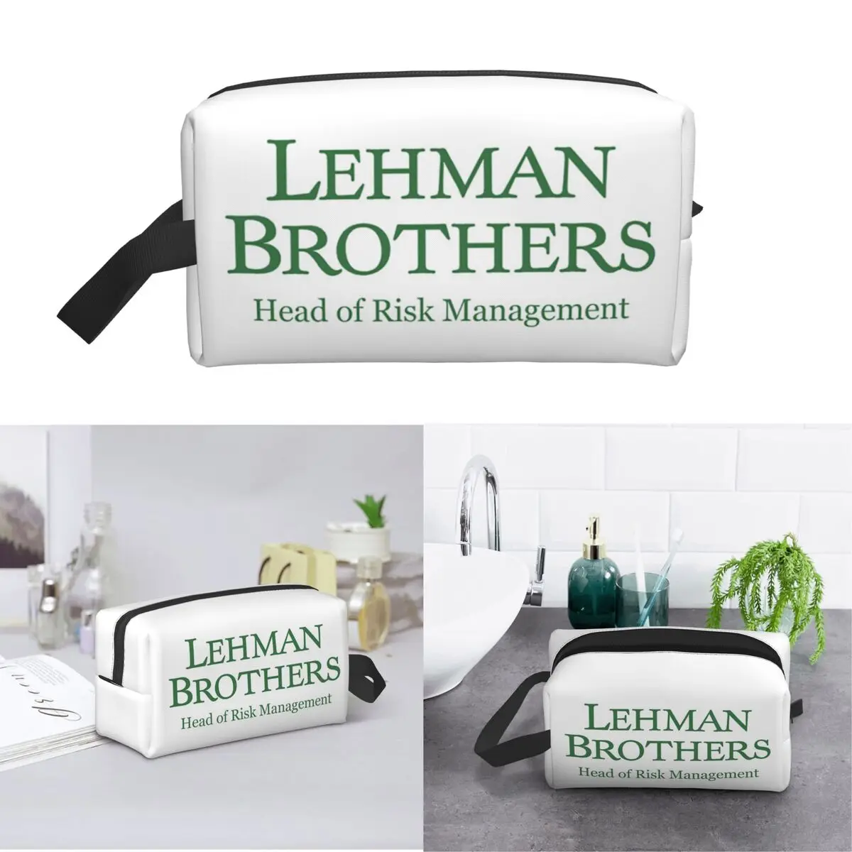 Lehman Brothers Risk Management 2008 Fin Makeup Bag Cosmetic Organizer Storage Dopp Kit Toiletry Cosmetic Bag for Women Beauty