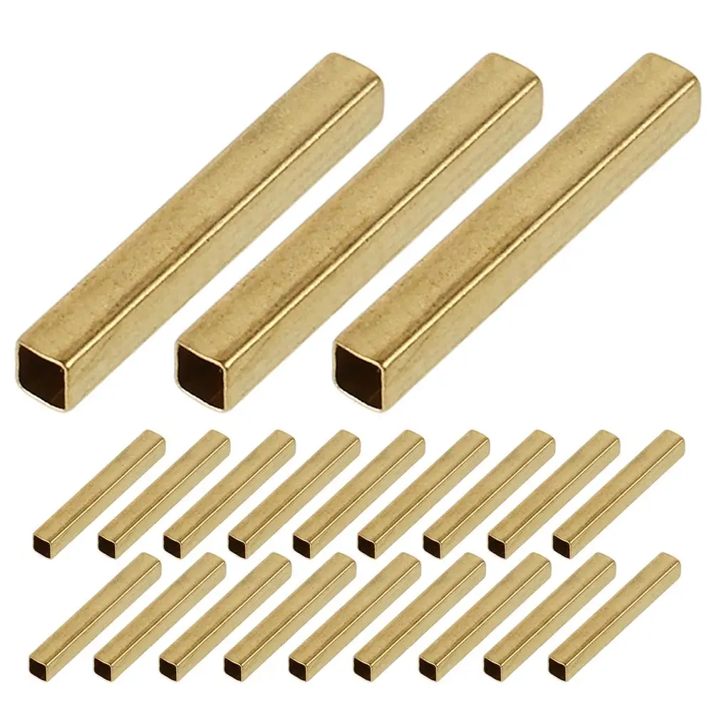 

100pcs Copper Tube Accessories Hollow Square Bead Tubes for DIY Jewelry Making Bracelets Necklaces Crafts Golden Brass