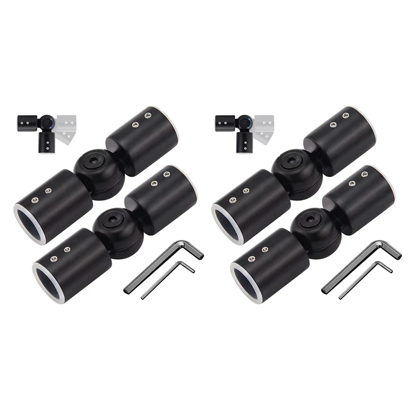 

4PCS Curtain Rods Corner Connector, Adjustable Curtain Rod Corner Connector For 1 Inch Bay Window Curtain Rods(Black)