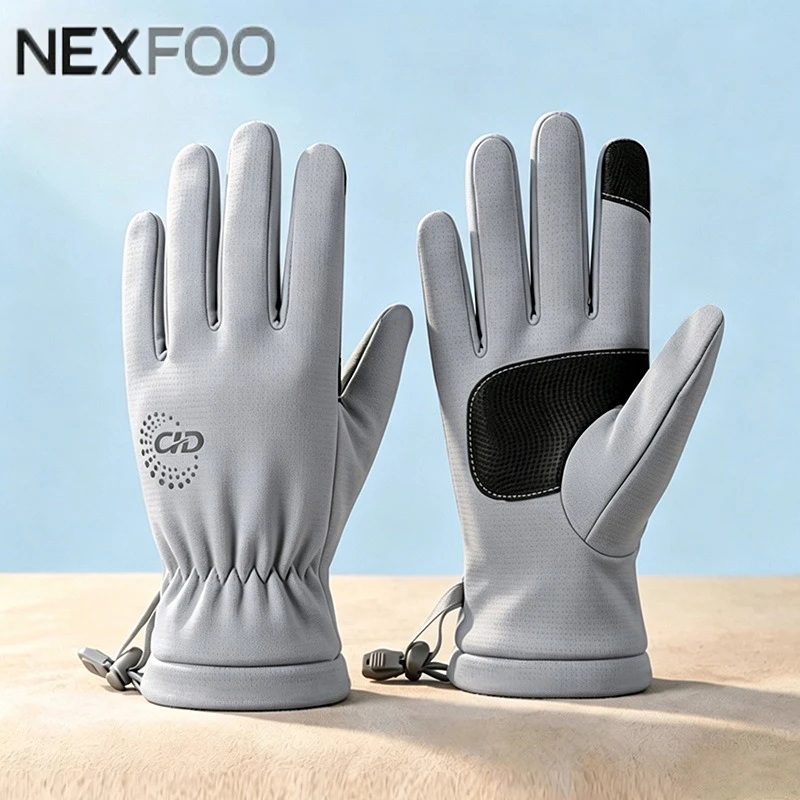 Children Winter Fleece Gloves Windproof Water Resistant Touch Screen Non‑Slip Warm Cycling Sport Glove For Boys Girls Older Kids