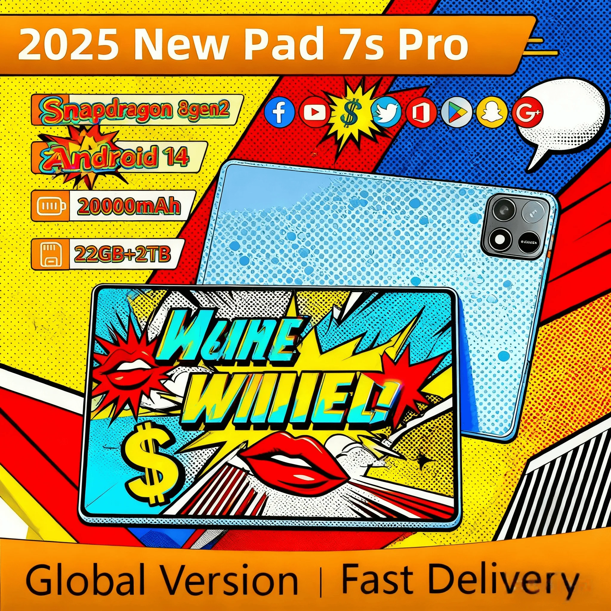 2025 Pad 7 Pro Global Mi 11-дюймовый планшет Android 14 22 ГБ 2 ТБ Snapdragon 8 Gen2 4K HD 5G WIFI Bluetooth WPS 20000 мАч планшеты Tab