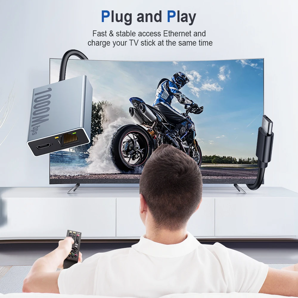 Extractme 1000Mbps بطاقة الشبكة نوع C مايكرو USB إيثرنت محول ل Chromecast 4K جوجل التلفزيون الهواتف الذكية اللوحية جهاز أندرويد