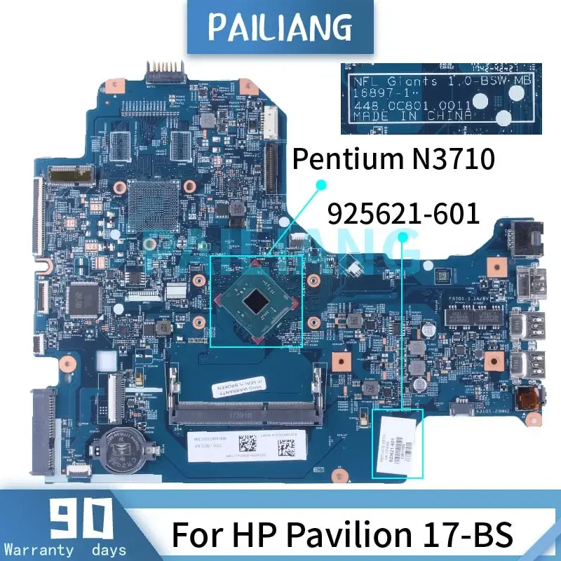 

For HP Pavilion 17-BS 17-bs010nr Laptop Motherboard Pentium N3710 N3060 CPU 925621-601 16897-1 448.0C801.0011 Notebook Mainboard