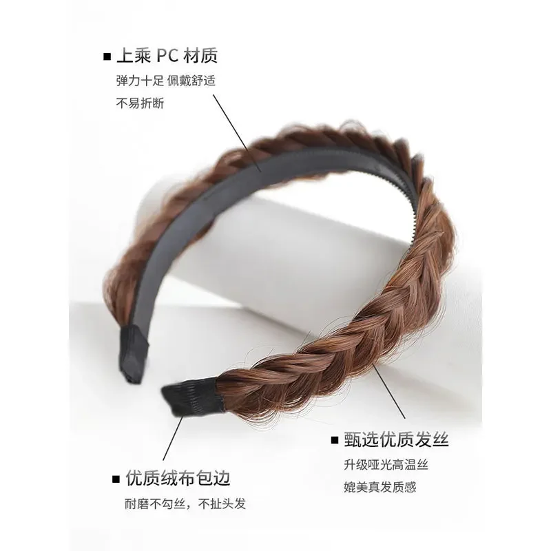 Fashion Twist Braid Wig Headband Women Handmade Fishbone Braid Hairband Braided Headwear Hair Accessoires for Girls