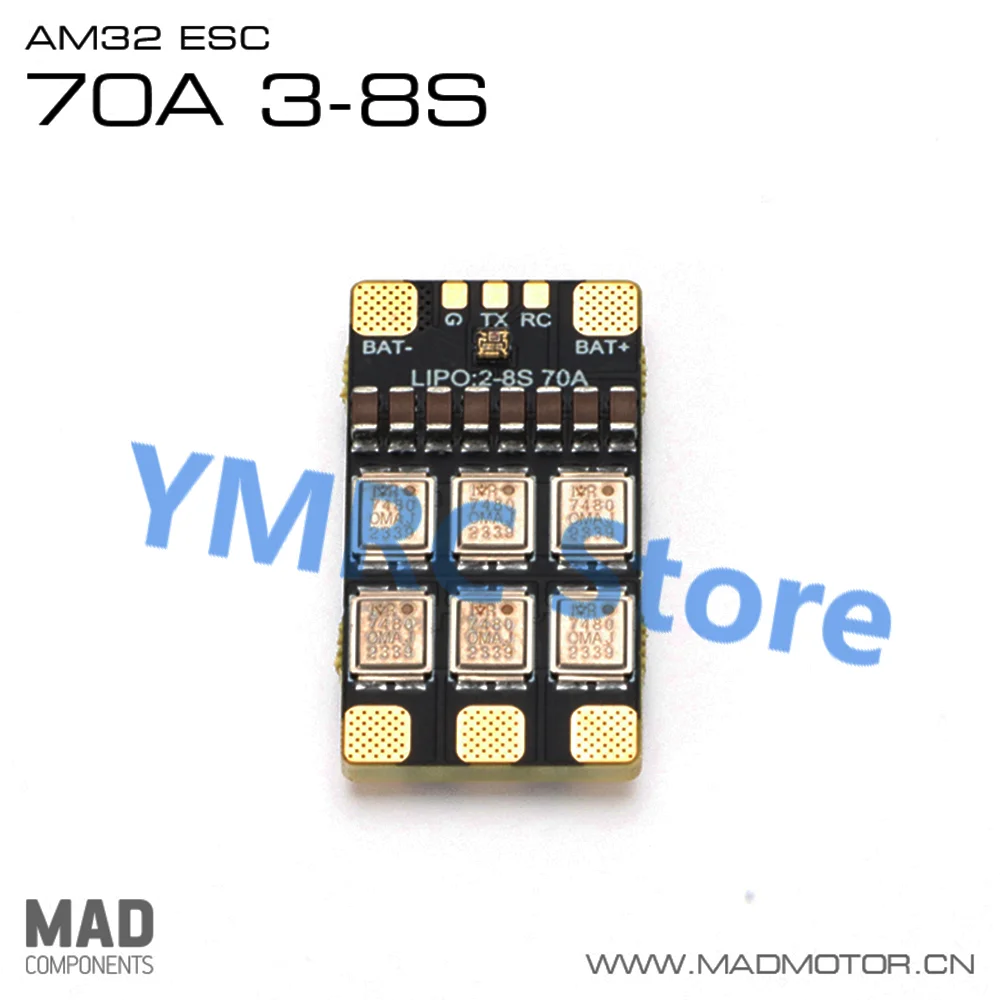 Afinación eléctrica de alto voltaje monómero MAD AM32 70A 3-8S adecuada para máquina de cruce FPV