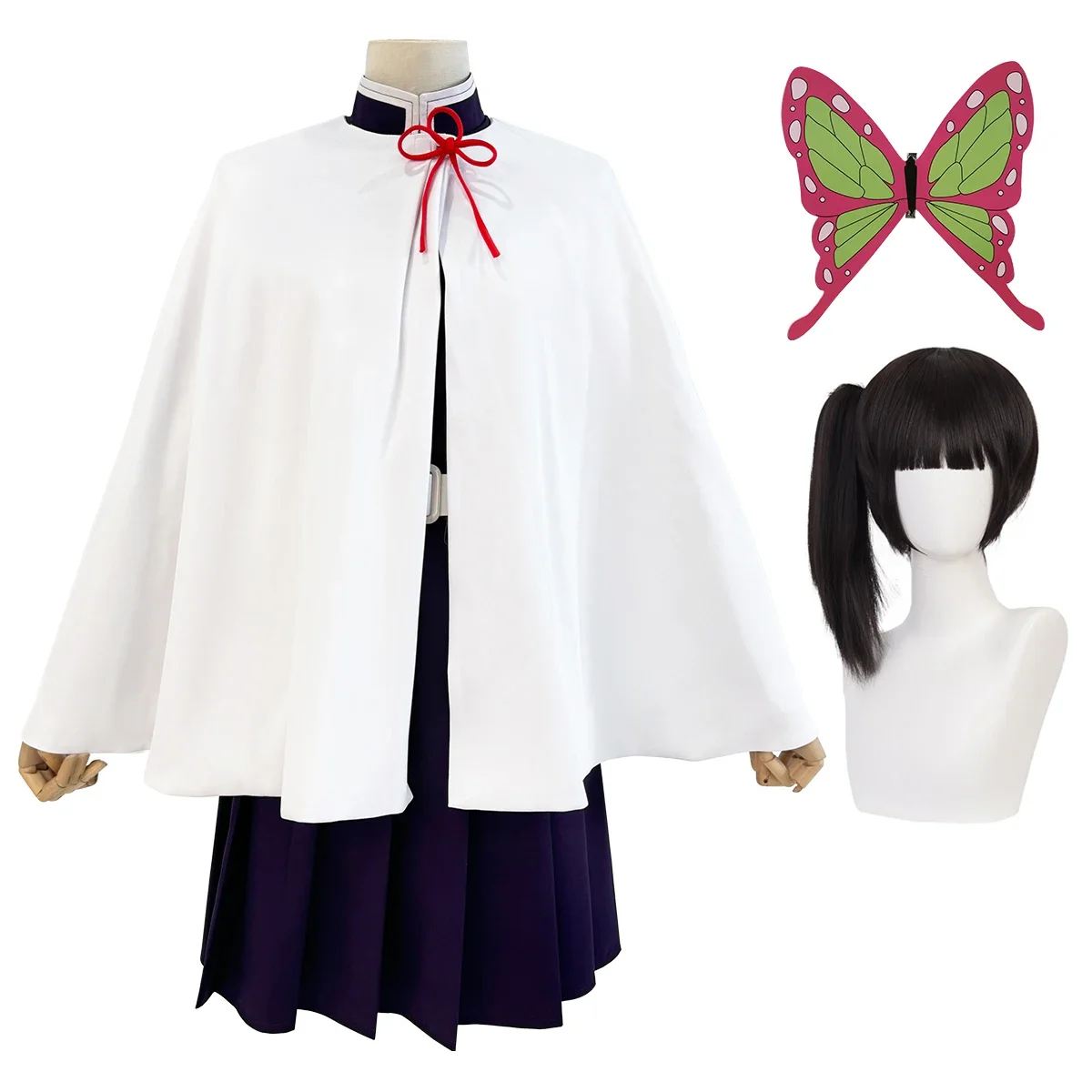HOLOUN Anime Tsuyuri Kanawo Cosplay Costume Wig Embroidery Purple Top Skirt White Cloak Belt Cos Halloween Christmas Gift