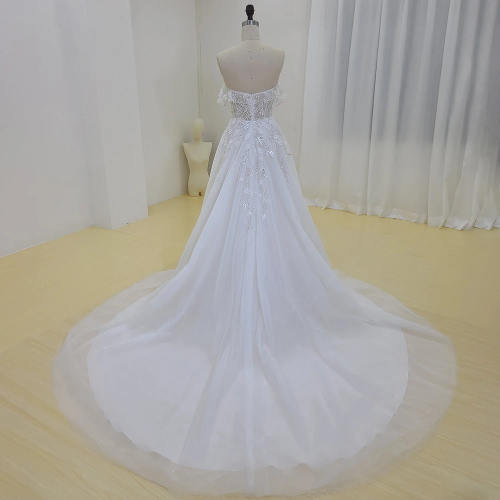 International Flash Sale Wedding Dress 2024 Elegant Wedding A-line Beading Sweetheart Zipper Vestido Novia 2024 LSSM002