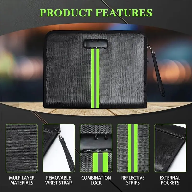 Reliable-Document Organizer For Home, Fireproof Document Bag, 5200℉ Fireproof Document Box With Lock, Handle And Zipper, For Cas