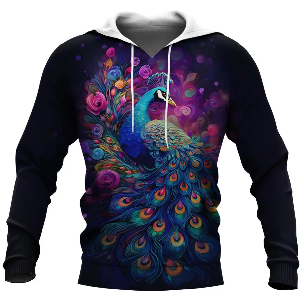 Men‘s Hoodie 3D Printed Peacock Garden and Sweatshirt Harajuku Fashion Hoodies Unisex Casual Jacket Pullover Sportswear Clothing