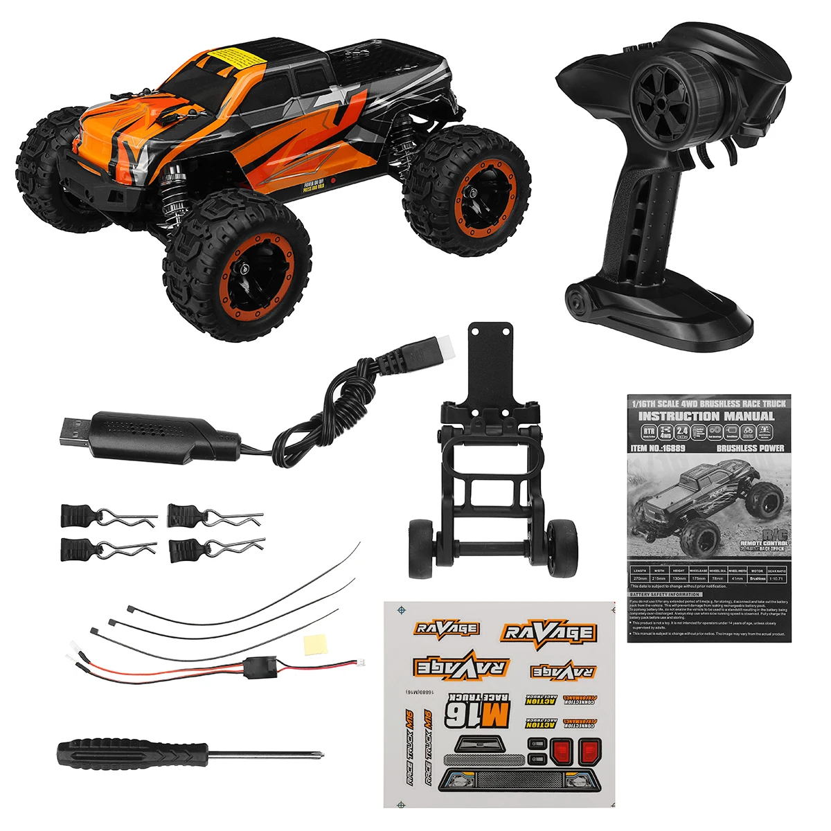 HBX 16889A Pro 1/16 2.4G 4WD Brushless High Speed RC Car Vehicle Models Full Propotional Off Road Machine Truck Kids Toys