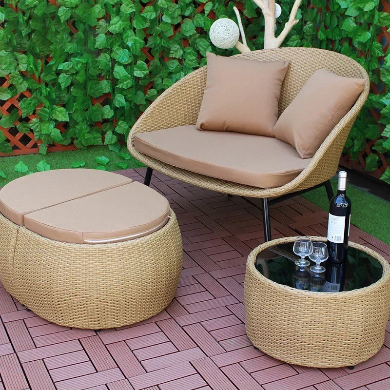 

Outdoor rattan chair three - piece combination of household balcony leisure single sofa modern contracted rattan chair