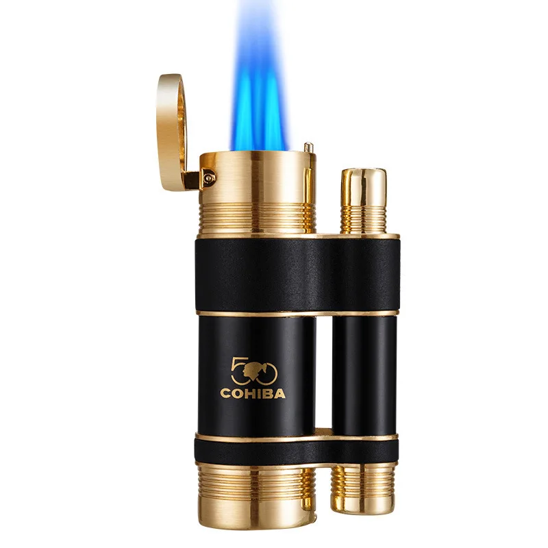 

Cohiba Luxury Cigar Lighter Windproof Inflatable Gas Flint Jet Flame Lighter Griding Wheel Cigarette Lighter Smoking Accessories