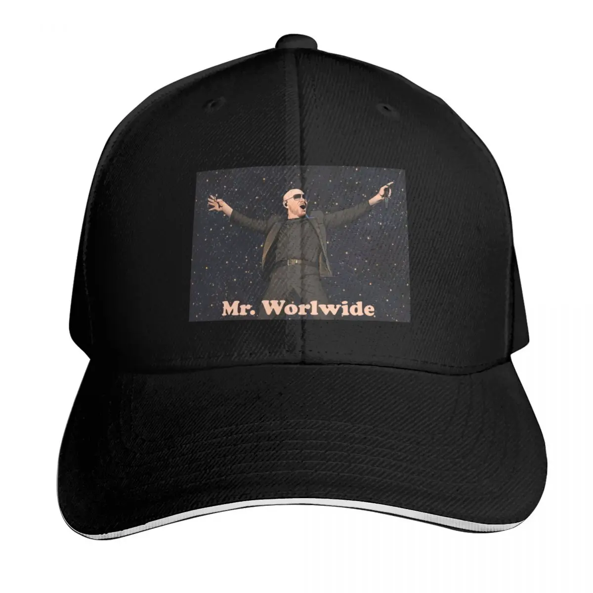 Mr. Worldwide Baseball Cap Contrast Two Tone Brim Snapback Flat Bill Strapback Dad Hat