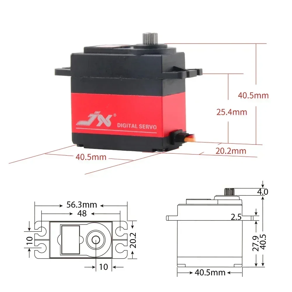 JX PDI-6208MG 8,2 KG 120 grados sin núcleo estándar 4,8-6V Servo de engranaje de Metal para 1/10 RC Drift Car Buggy Crawler avión barco Robot