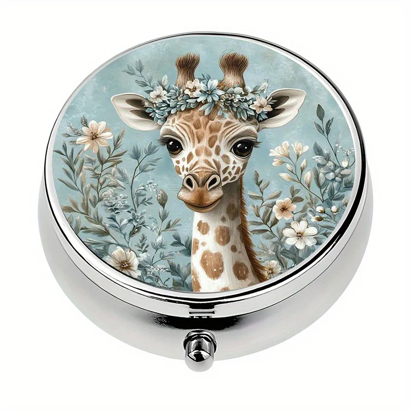 1 mini pill box, with 3 giraffe pill box organizers, portable for travel or as a wallet pill box decoration, a unique gift for Halloween or Christmas