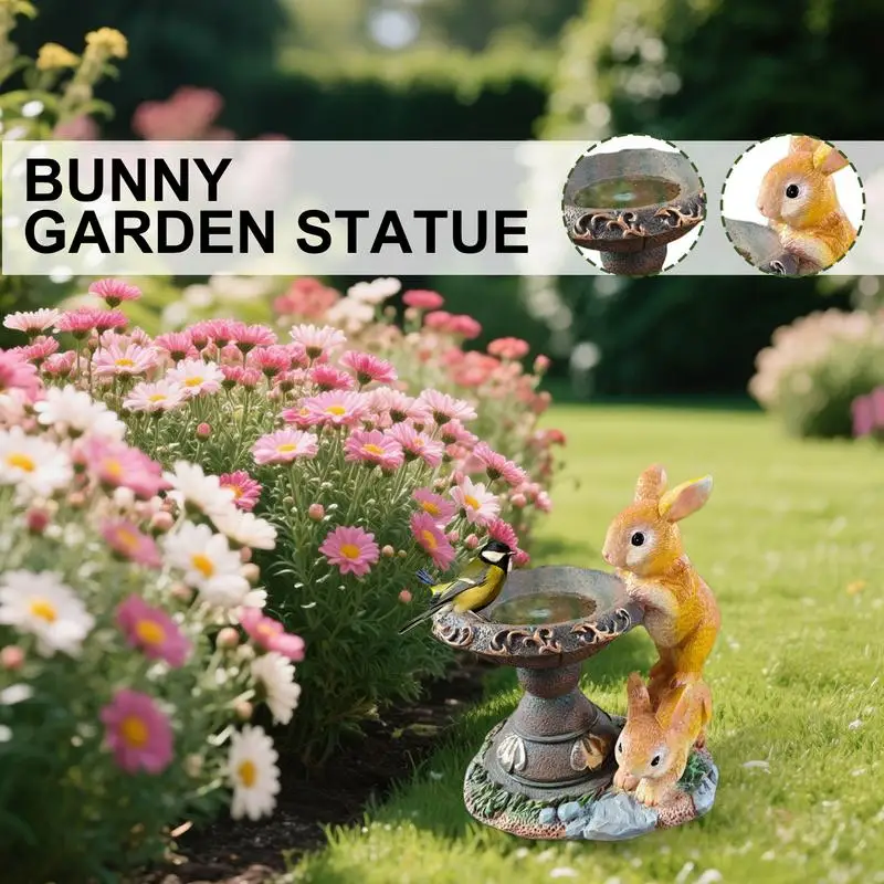 

Garden Bunny Statue Outdoor Solar Energy Animal Statues For Outside Resin Crafts Cartoon For Potted Plant Cottage Landscaping