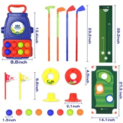Toddler Golf Set Kids Golf Clubs with 8 Balls 4 Golf Sticks, 2 Practice Holes and a Putting Mat Toys for 2 3 4 5+Years Old Girls
