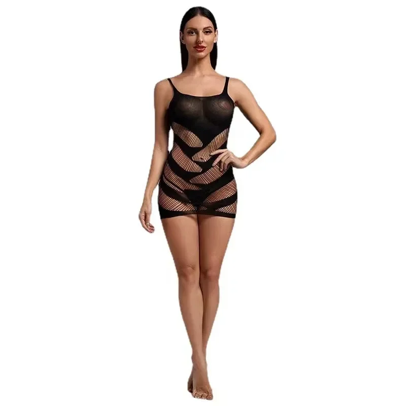 Sexy Lingerie Erotic Babydoll Underwear Women\'s Black Lace Fishnet Nightdress Porno Costumes Sleepwear Dress Sexy Costumes