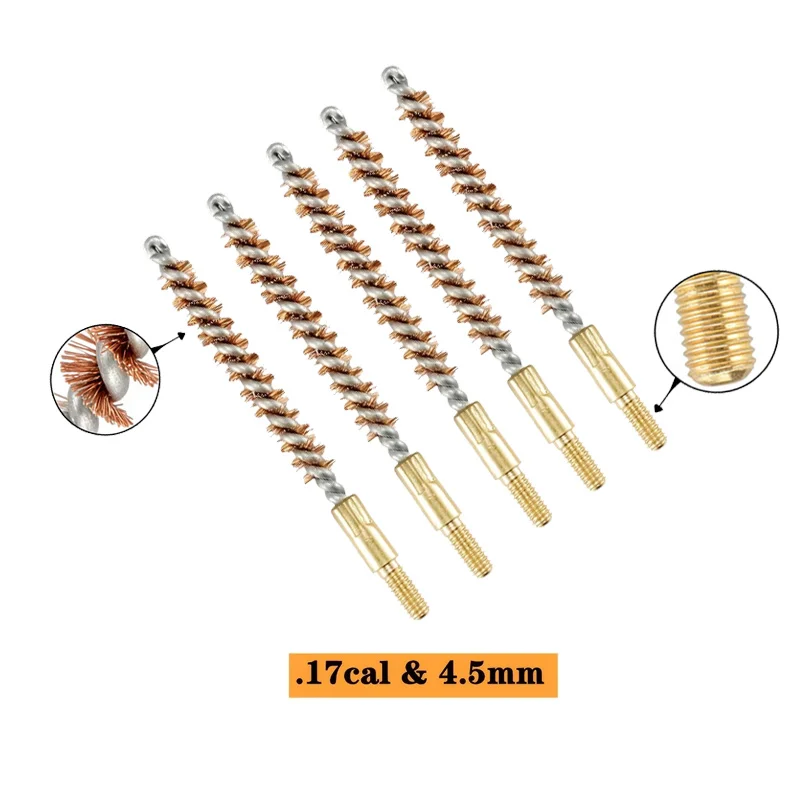 5 Stück universelle Phosphor-Borsten-Bürsten zur Bore-Reinigung, für .17 Kaliber/4,5 mm, für Jagdpistolen, Spielzeugwaffen-Zubehör.