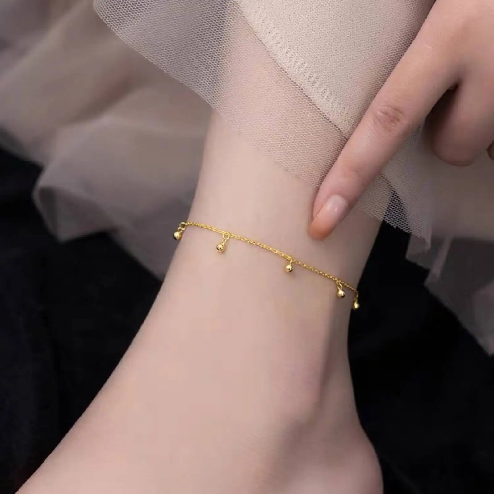 Kleine Glocken-Knöchelarmbänder für Frauen und Mädchen, Fußkettchen aus Edelstahl, Schmuck, Accessoires, Geschenke – Detail 2