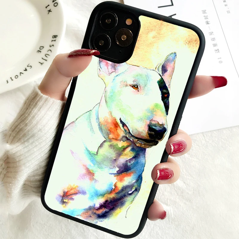 Funda de goma para iPhone, carcasa de 5 5S, SE 2020, 6, 6S, 7, 8 PLUS, X, XS, XR, 11, 12, 13, MINI, 14 PRO MAX, Bull Terrier, Chien Chiots