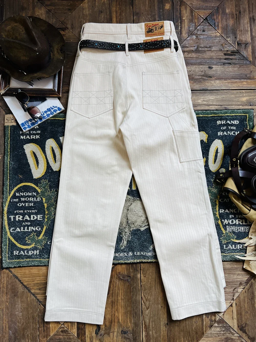 Blunt Razor 14OZ Herringbone Pattern Cotton Seed Shell Pure Cotton Mid-high Waist Straight-leg Men's Workwear Casual Trousers