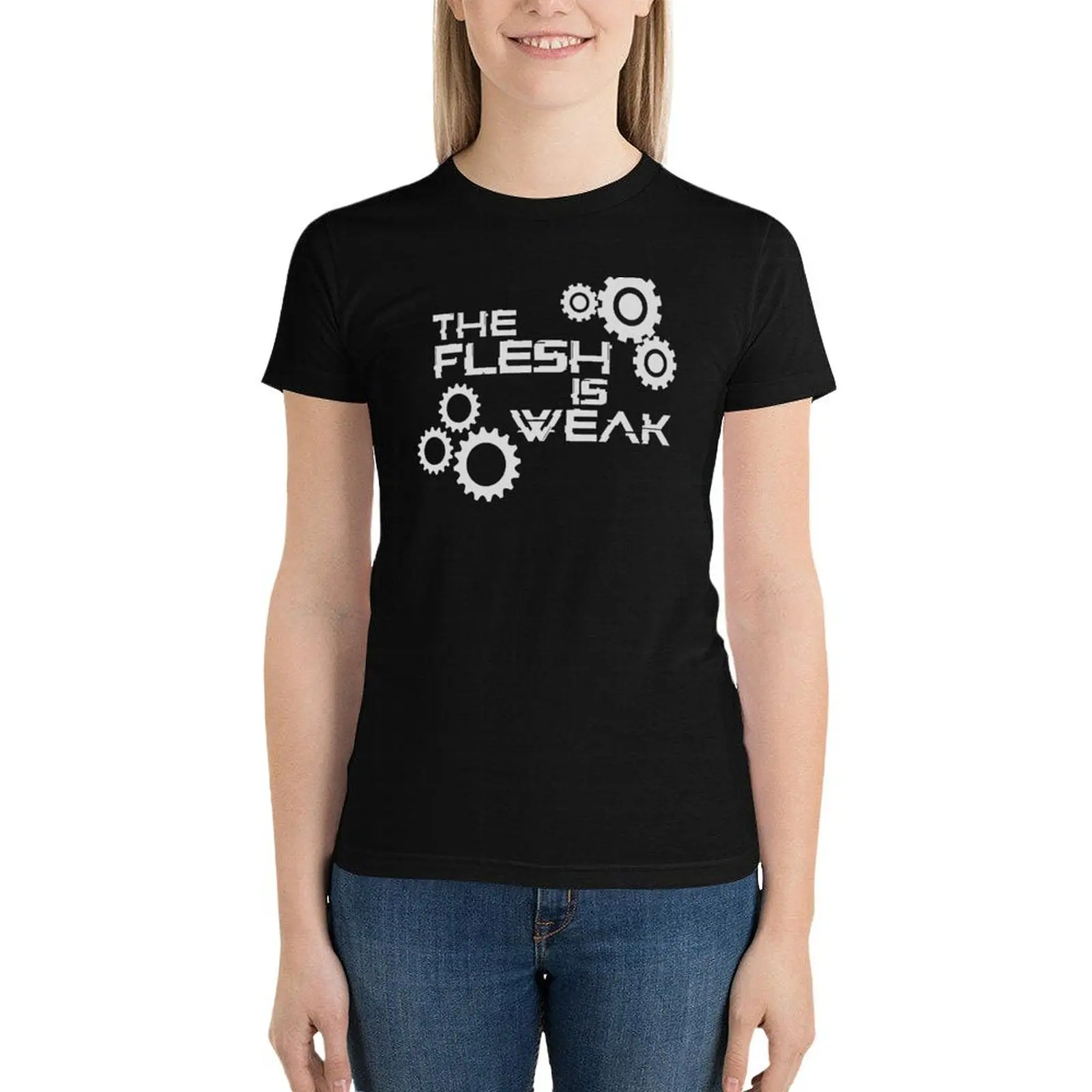 The Flesh Is Weak Admech Print T-Shirt anime clothes summer clothes cute tops Woman clothing