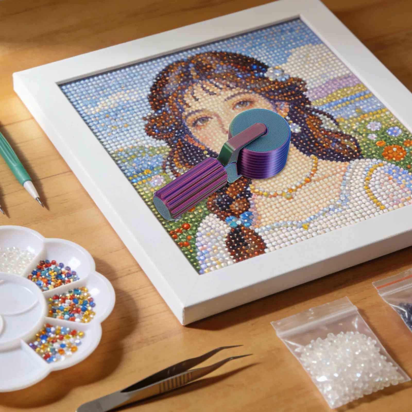 

Rhinestone Art Roller Compact Design Ergonomic Handle for DIY Rhinestone Painting Craft Embroidery Canvas Pressing Tool