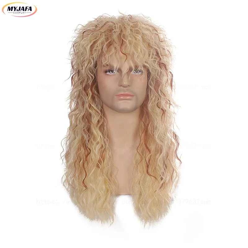 ABC12370s 80s Rockstar شعر مستعار تأثيري الروك أسود براون شعر أشقر فاسق رقيق متعرج حفلة الهالوين البوري الباروكات Rocx ؛ 3,f'6,h.7;j #3